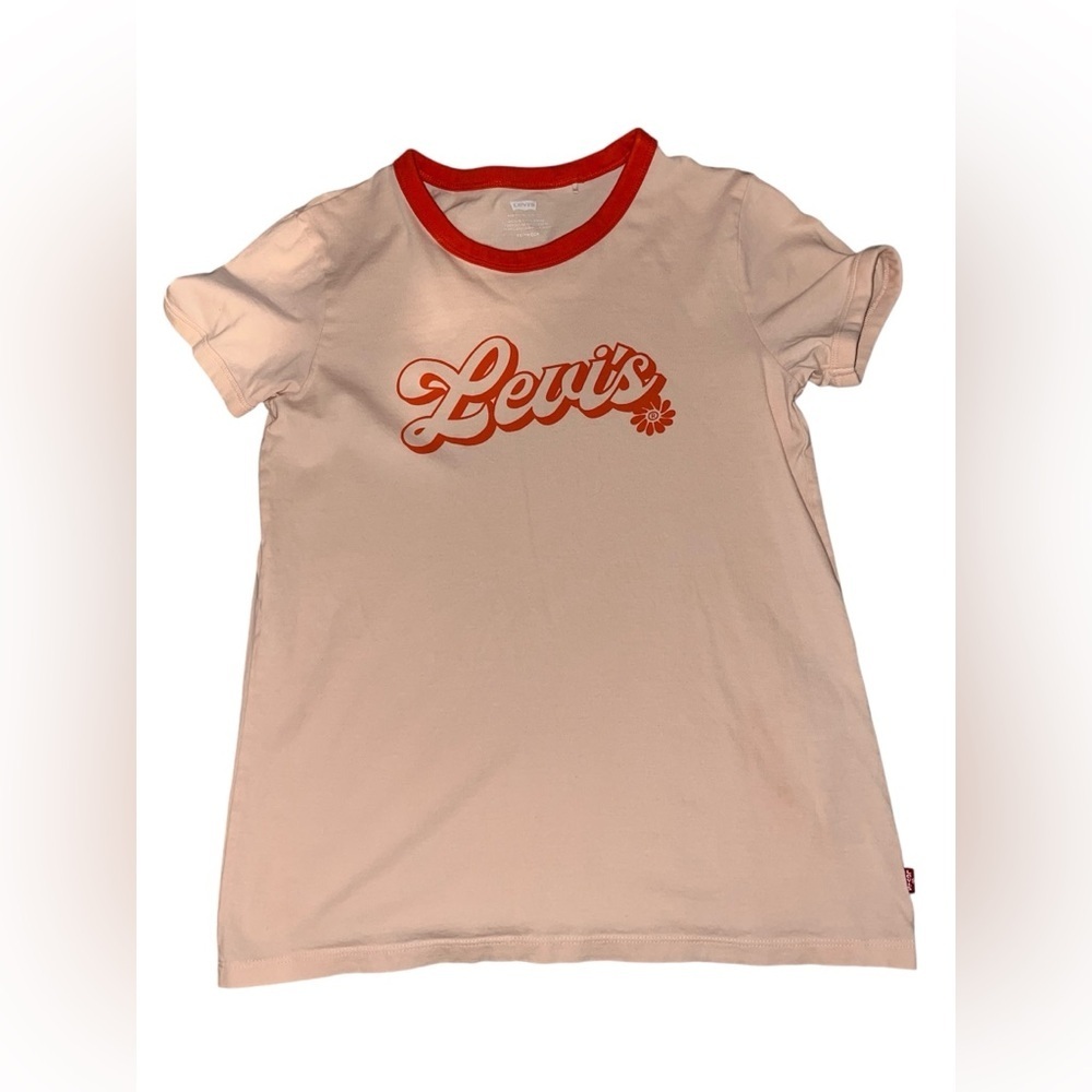 Levi’s Retro Ringer Graphic Tee - Peach & Red - Size XS